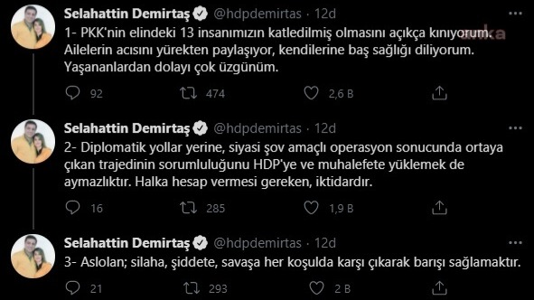 Demirtaş'tan Gare açıklaması: Sorumluluğu HDP'ye ve muhalefete yüklemek aymazlıktır